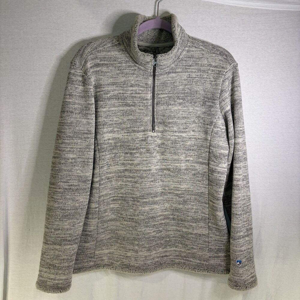 KUHL ALASKA Womens XL Gray Heather 1/4 zip Long Sleeve Fleece Outdoor Pullover
